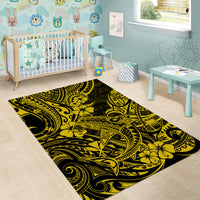 Hawaii Shark Area Rug Polynesian Pattern Yellow Version - Wonder Print Shop