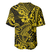 Hawaii Shark Baseball Jersey Polynesian Pattern Yellow Version - Wonder Print Shop