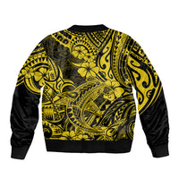 Hawaii Shark Bomber Jacket Polynesian Pattern Yellow Version - Wonder Print Shop