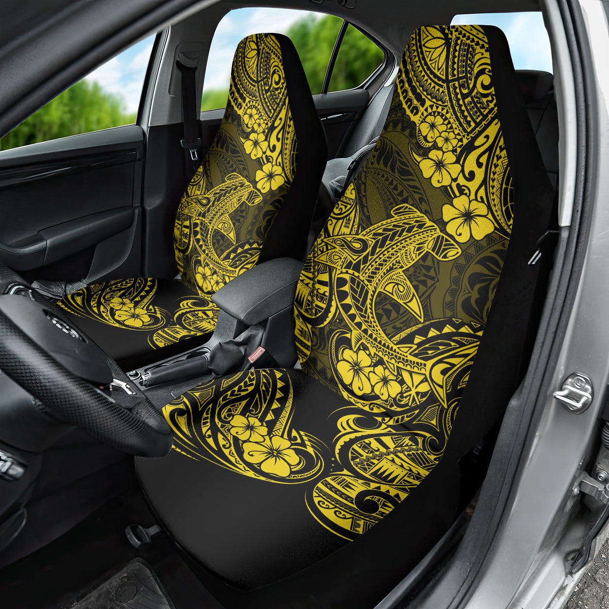 Hawaii Shark Car Seat Cover Polynesian Pattern Yellow Version - Wonder Print Shop