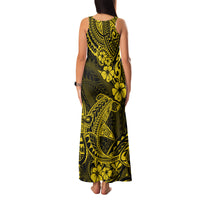 Hawaii Shark Family Matching Tank Maxi Dress and Hawaiian Shirt Polynesian Pattern Yellow Version - Wonder Print Shop