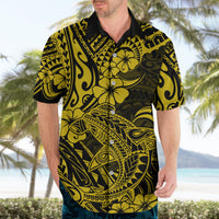Hawaii Shark Hawaiian Shirt Polynesian Pattern Yellow Version - Wonder Print Shop
