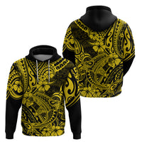 Hawaii Shark Hoodie Polynesian Pattern Yellow Version - Wonder Print Shop