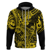 Hawaii Shark Hoodie Polynesian Pattern Yellow Version - Wonder Print Shop