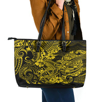 Hawaii Shark Leather Tote Bag Polynesian Pattern Yellow Version - Wonder Print Shop