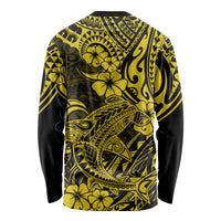 Hawaii Shark Long Sleeve Shirt Polynesian Pattern Yellow Version - Wonder Print Shop