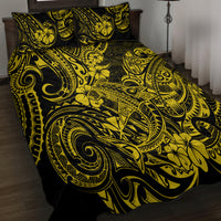 Hawaii Shark Quilt Bed Set Polynesian Pattern Yellow Version - Wonder Print Shop