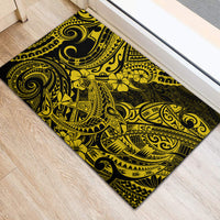 Hawaii Shark Rubber Doormat Polynesian Pattern Yellow Version - Wonder Print Shop