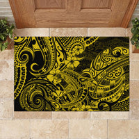 Hawaii Shark Rubber Doormat Polynesian Pattern Yellow Version - Wonder Print Shop