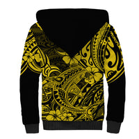 Hawaii Shark Sherpa Hoodie Polynesian Pattern Yellow Version - Wonder Print Shop
