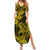 Hawaii Shark Summer Maxi Dress Polynesian Pattern Yellow Version - Wonder Print Shop
