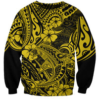 Hawaii Shark Sweatshirt Polynesian Pattern Yellow Version - Wonder Print Shop