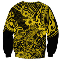 Hawaii Shark Sweatshirt Polynesian Pattern Yellow Version - Wonder Print Shop