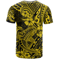 Hawaii Shark T Shirt Polynesian Pattern Yellow Version - Wonder Print Shop