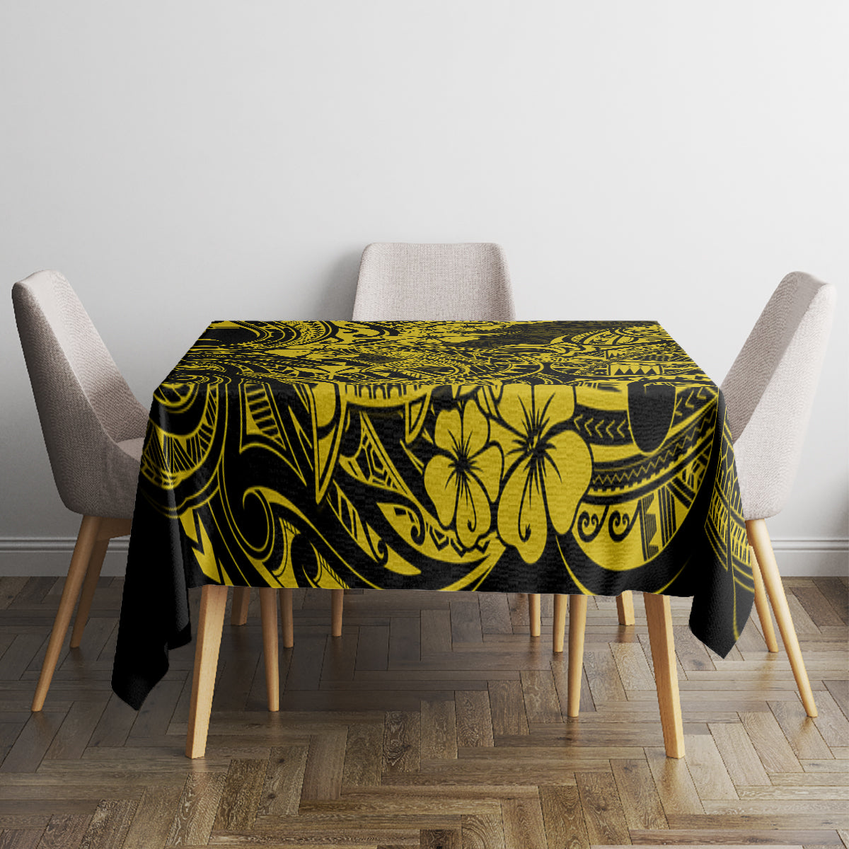 Hawaii Shark Tablecloth Polynesian Pattern Yellow Version - Wonder Print Shop