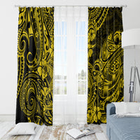Hawaii Shark Window Curtain Polynesian Pattern Yellow Version - Wonder Print Shop