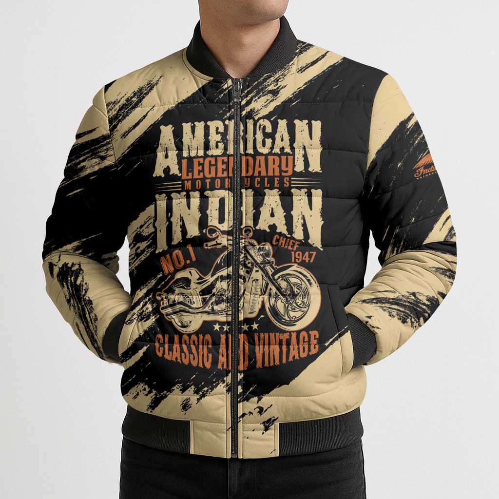 Personalized American Legendary Motorcycles Indian Chief 1947 Bomber Puffer Jacket Classic and Vintage - Wonder Print Shop