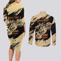 Personalized American Legendary Motorcycles Indian Chief 1947 Couples Matching Long Sleeve Bodycon Dress and Long Sleeve Button Shirt Classic and Vintage - Wonder Print Shop