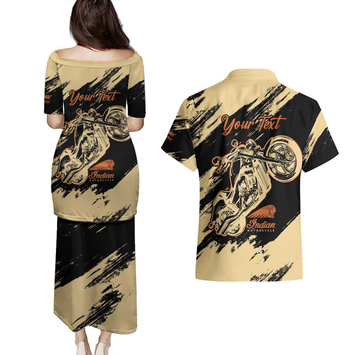 Personalized American Legendary Motorcycles Indian Chief 1947 Couples Matching Puletasi and Hawaiian Shirt Classic and Vintage - Wonder Print Shop