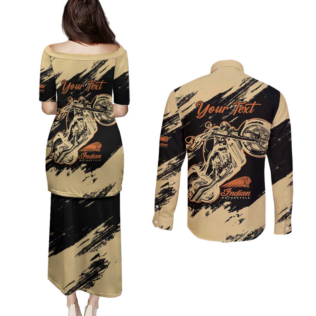 Personalized American Legendary Motorcycles Indian Chief 1947 Couples Matching Puletasi and Long Sleeve Button Shirt Classic and Vintage - Wonder Print Shop