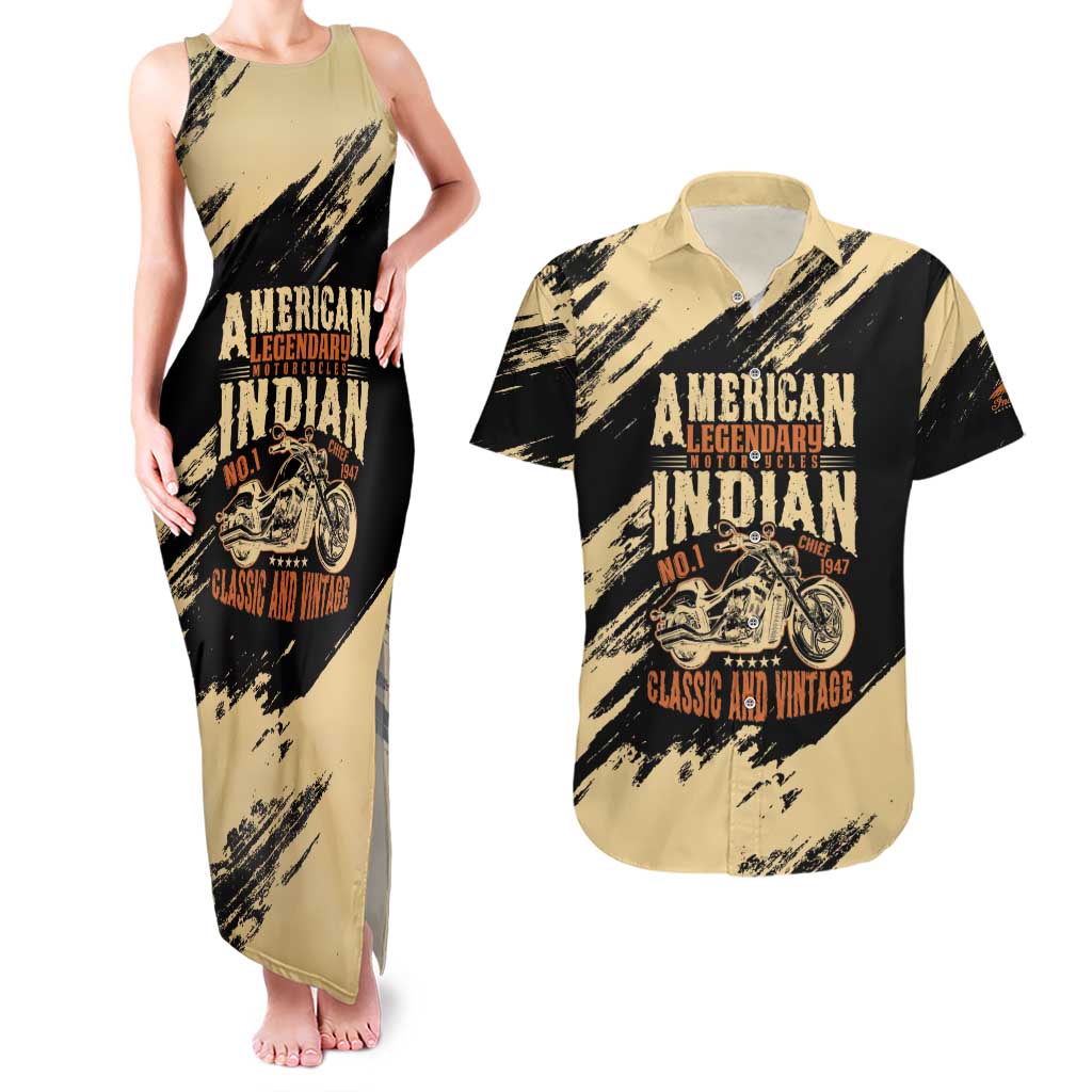 Personalized American Legendary Motorcycles Indian Chief 1947 Couples Matching Tank Maxi Dress and Hawaiian Shirt Classic and Vintage - Wonder Print Shop