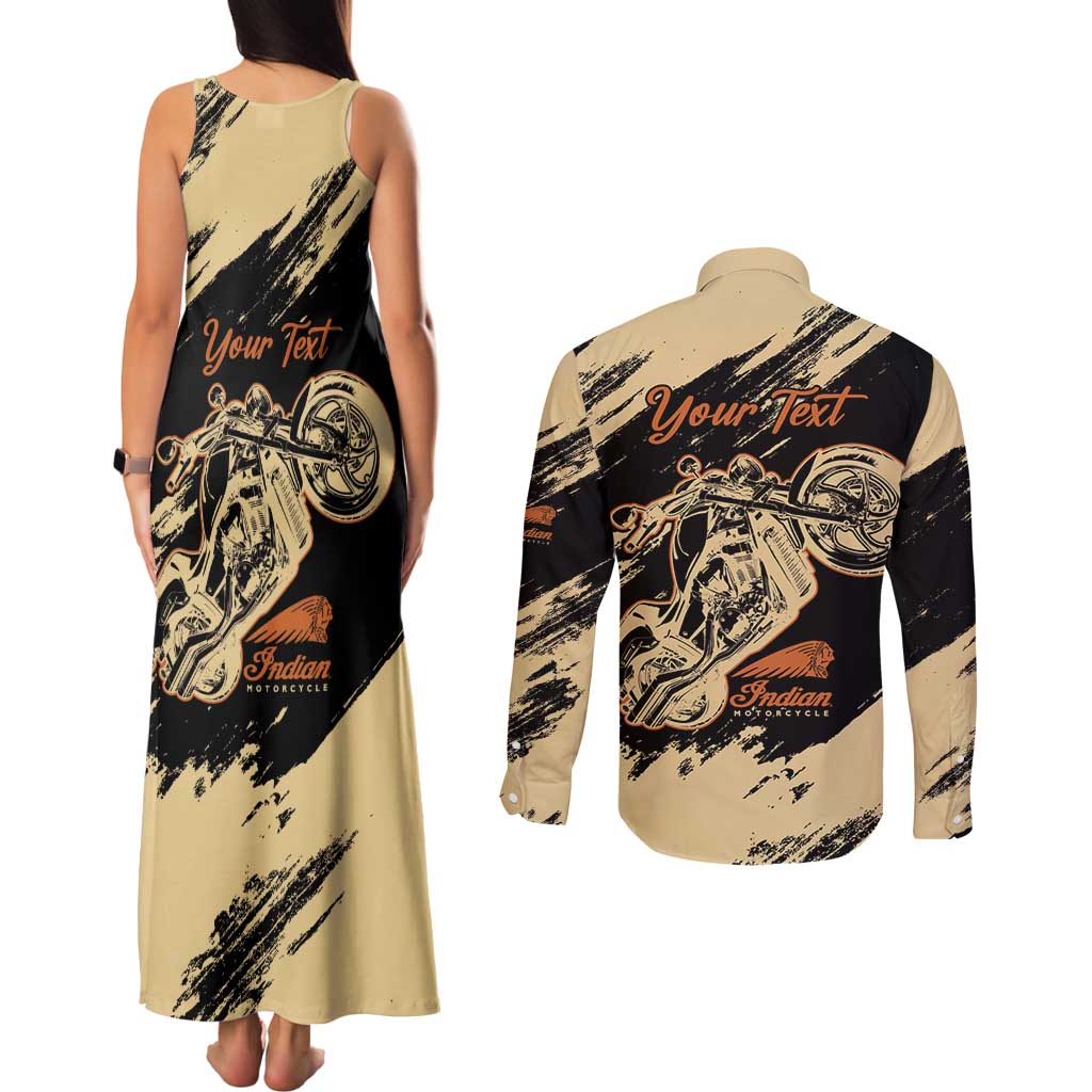 Personalized American Legendary Motorcycles Indian Chief 1947 Couples Matching Tank Maxi Dress and Long Sleeve Button Shirt Classic and Vintage - Wonder Print Shop