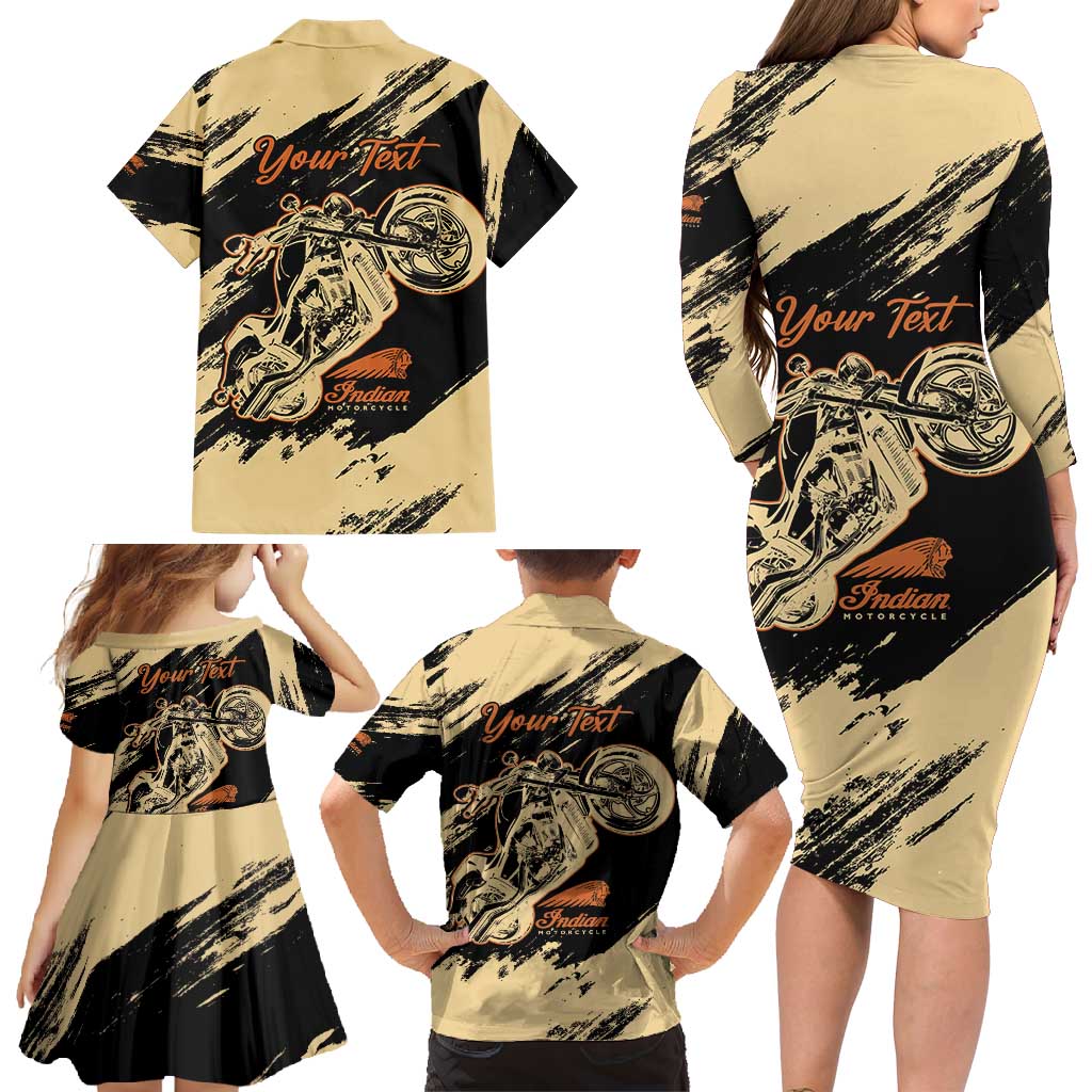 Personalized American Legendary Motorcycles Indian Chief 1947 Family Matching Long Sleeve Bodycon Dress and Hawaiian Shirt Classic and Vintage - Wonder Print Shop