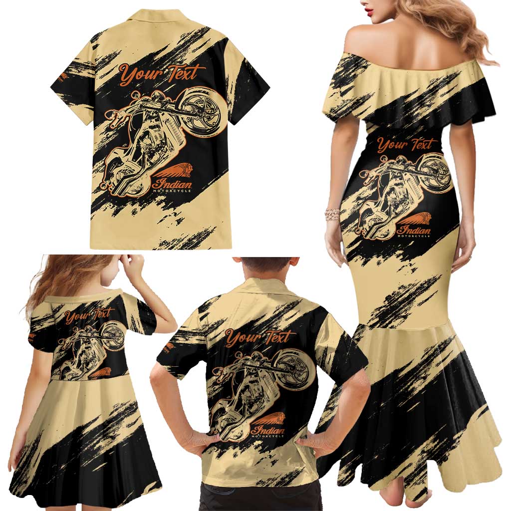 Personalized American Legendary Motorcycles Indian Chief 1947 Family Matching Mermaid Dress and Hawaiian Shirt Classic and Vintage - Wonder Print Shop