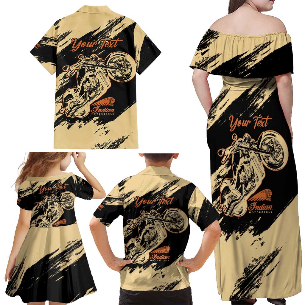 Personalized American Legendary Motorcycles Indian Chief 1947 Family Matching Off Shoulder Maxi Dress and Hawaiian Shirt Classic and Vintage - Wonder Print Shop