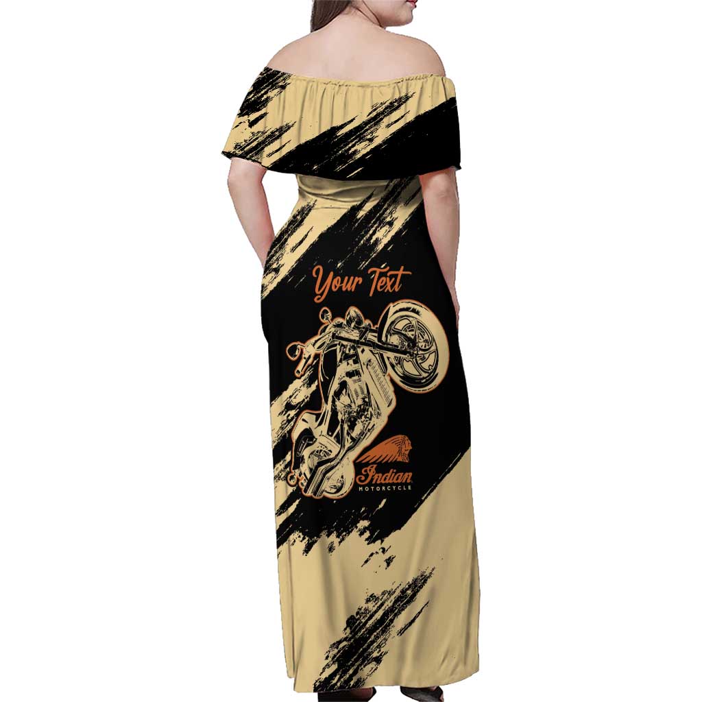 Personalized American Legendary Motorcycles Indian Chief 1947 Family Matching Off Shoulder Maxi Dress and Hawaiian Shirt Classic and Vintage - Wonder Print Shop
