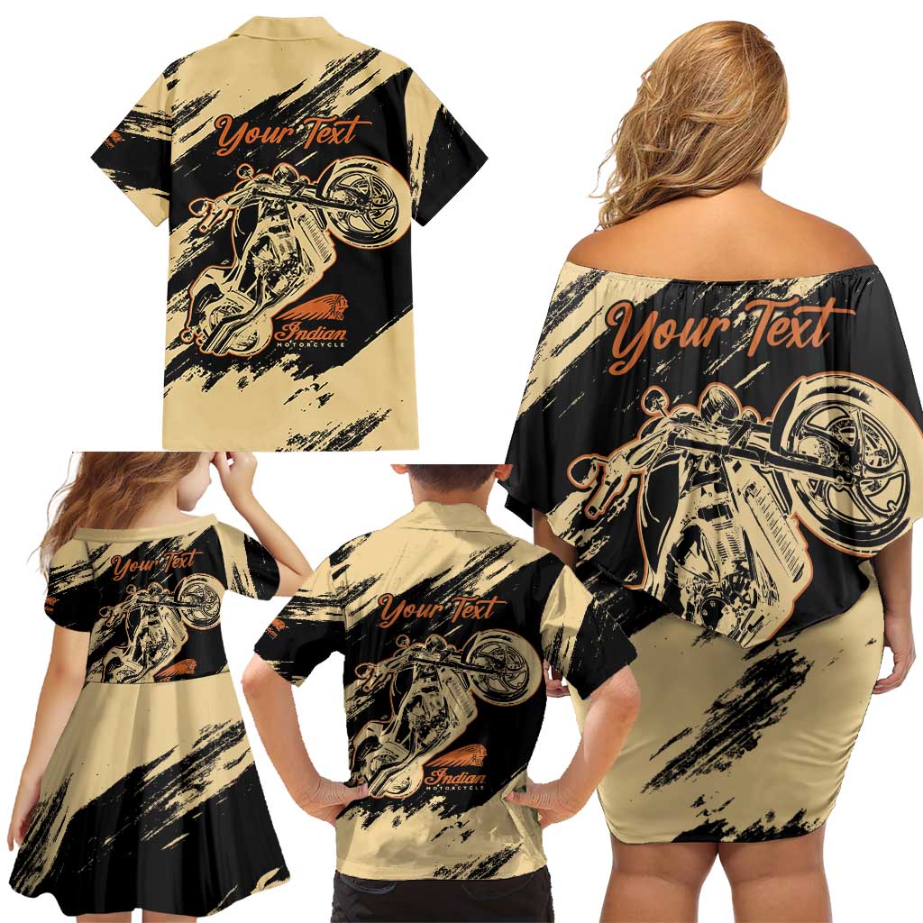 Personalized American Legendary Motorcycles Indian Chief 1947 Family Matching Off Shoulder Short Dress and Hawaiian Shirt Classic and Vintage - Wonder Print Shop