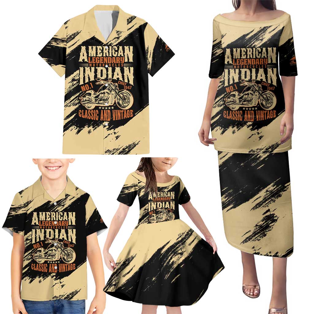 Personalized American Legendary Motorcycles Indian Chief 1947 Family Matching Puletasi and Hawaiian Shirt Classic and Vintage - Wonder Print Shop