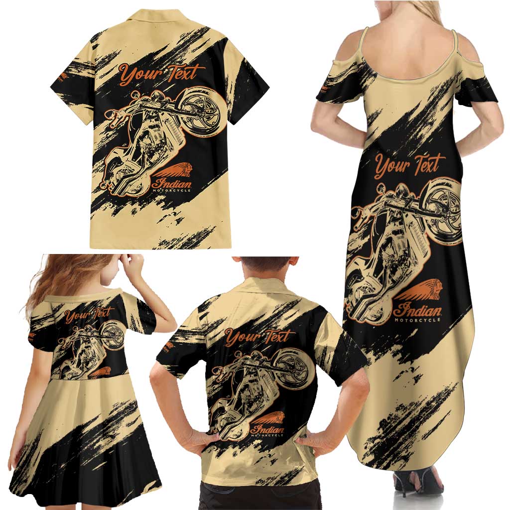 Personalized American Legendary Motorcycles Indian Chief 1947 Family Matching Summer Maxi Dress and Hawaiian Shirt Classic and Vintage - Wonder Print Shop