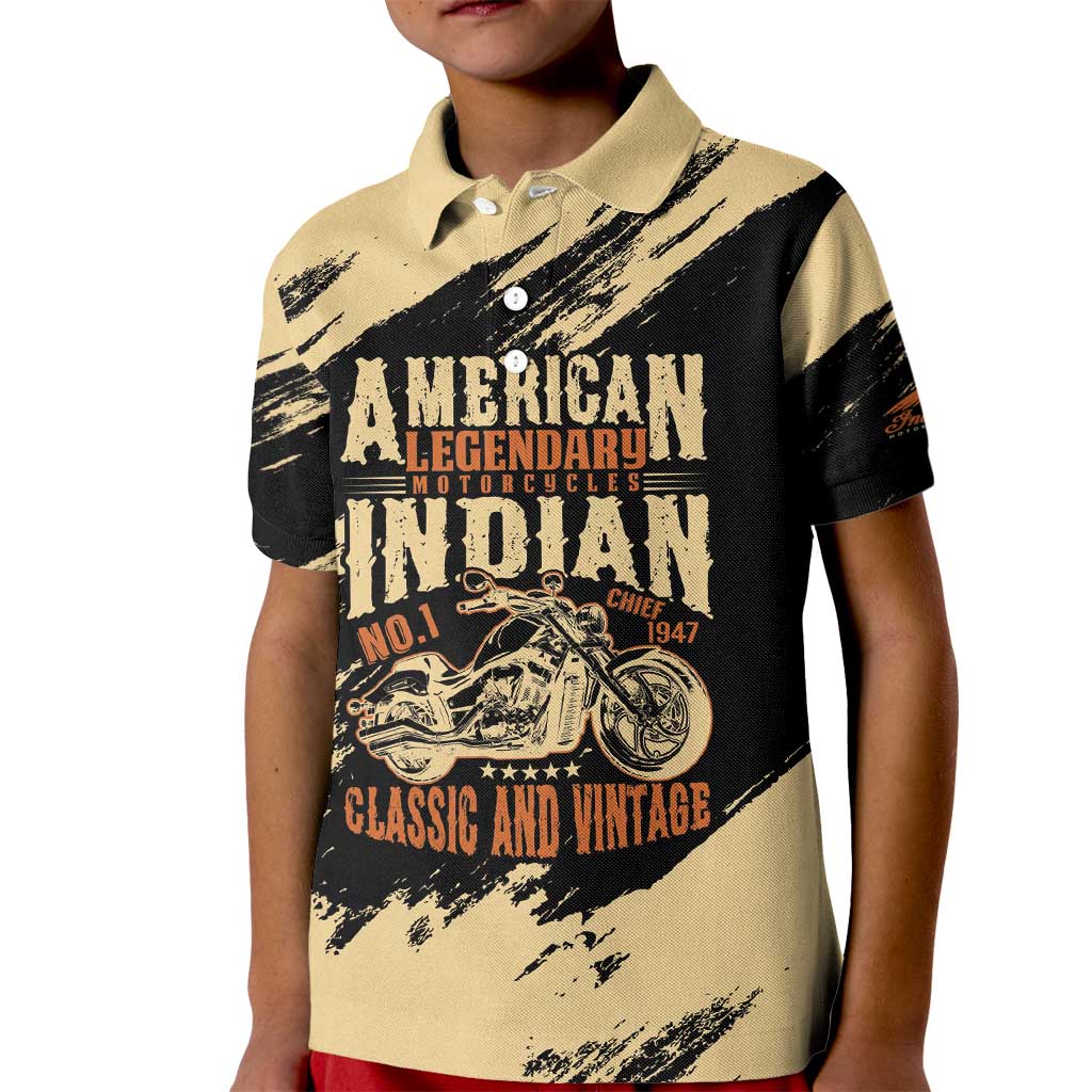 Personalized American Legendary Motorcycles Indian Chief 1947 Kid Polo Shirt Classic and Vintage - Wonder Print Shop