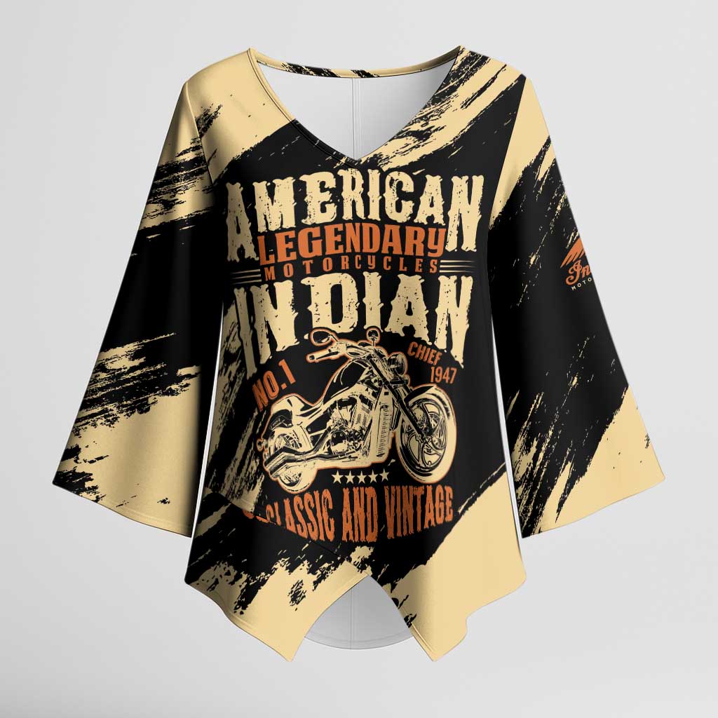 Personalized American Legendary Motorcycles Indian Chief 1947 Kimono Sleeve Blouse Classic and Vintage - Wonder Print Shop