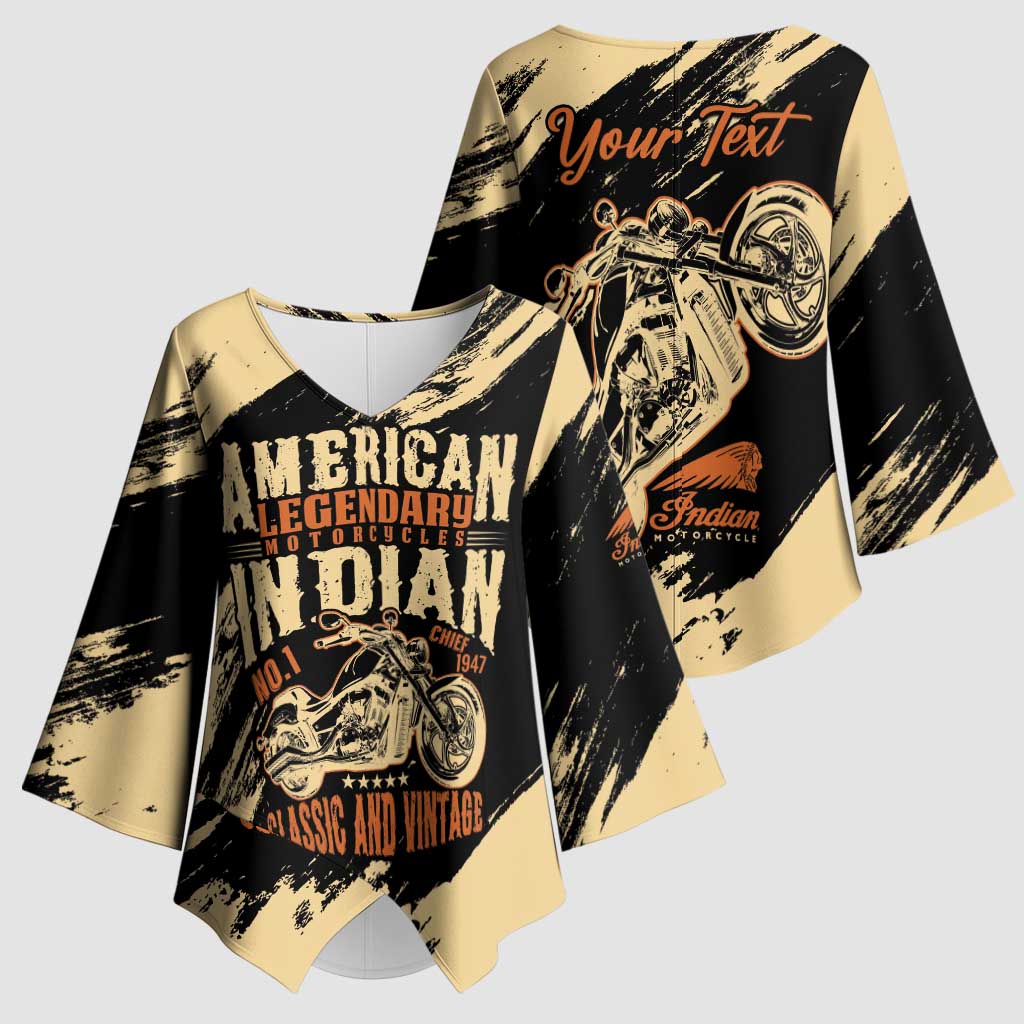 Personalized American Legendary Motorcycles Indian Chief 1947 Kimono Sleeve Blouse Classic and Vintage - Wonder Print Shop