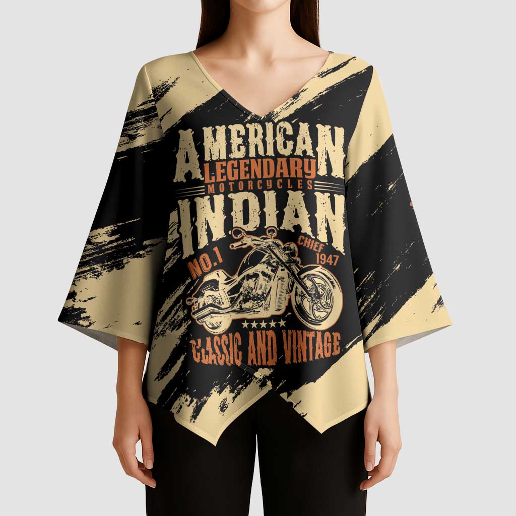 Personalized American Legendary Motorcycles Indian Chief 1947 Kimono Sleeve Blouse Classic and Vintage - Wonder Print Shop
