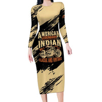 Personalized American Legendary Motorcycles Indian Chief 1947 Long Sleeve Bodycon Dress Classic and Vintage - Wonder Print Shop