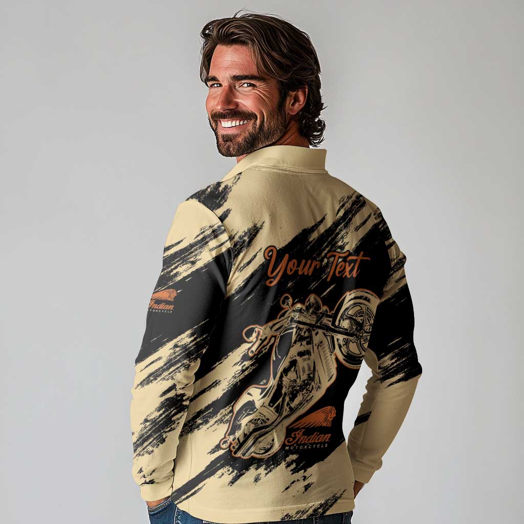 Personalized American Legendary Motorcycles Indian Chief 1947 Long Sleeve Polo Shirt Classic and Vintage - Wonder Print Shop