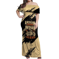Personalized American Legendary Motorcycles Indian Chief 1947 Off Shoulder Maxi Dress Classic and Vintage - Wonder Print Shop