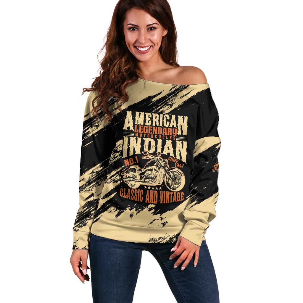 Personalized American Legendary Motorcycles Indian Chief 1947 Off Shoulder Sweater Classic and Vintage - Wonder Print Shop