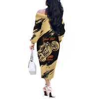 Personalized American Legendary Motorcycles Indian Chief 1947 Off The Shoulder Long Sleeve Dress Classic and Vintage - Wonder Print Shop