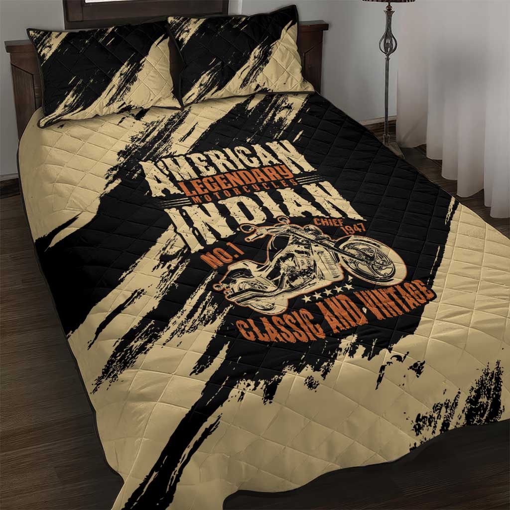 American Legendary Motorcycles Indian Chief 1947 Quilt Bed Set Classic and Vintage - Wonder Print Shop