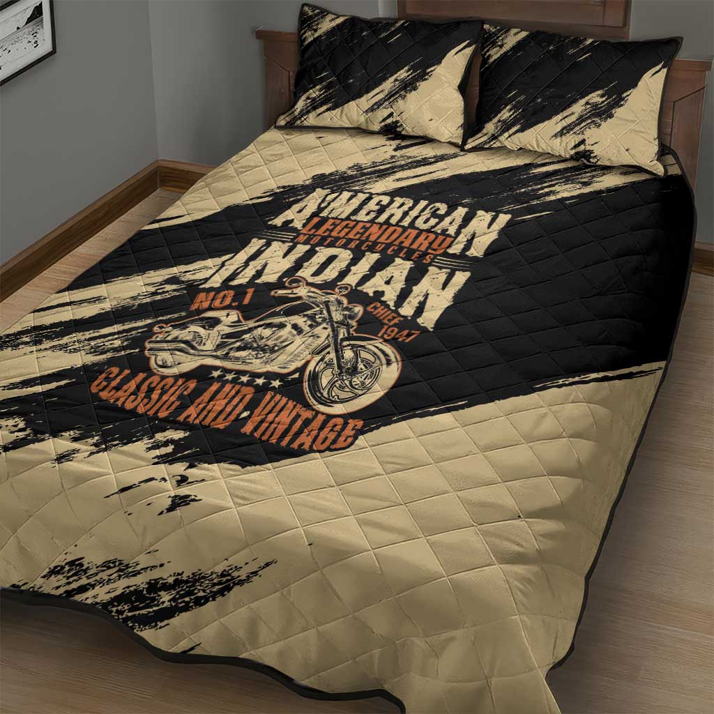 American Legendary Motorcycles Indian Chief 1947 Quilt Bed Set Classic and Vintage - Wonder Print Shop