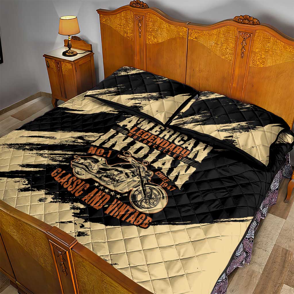 American Legendary Motorcycles Indian Chief 1947 Quilt Bed Set Classic and Vintage - Wonder Print Shop