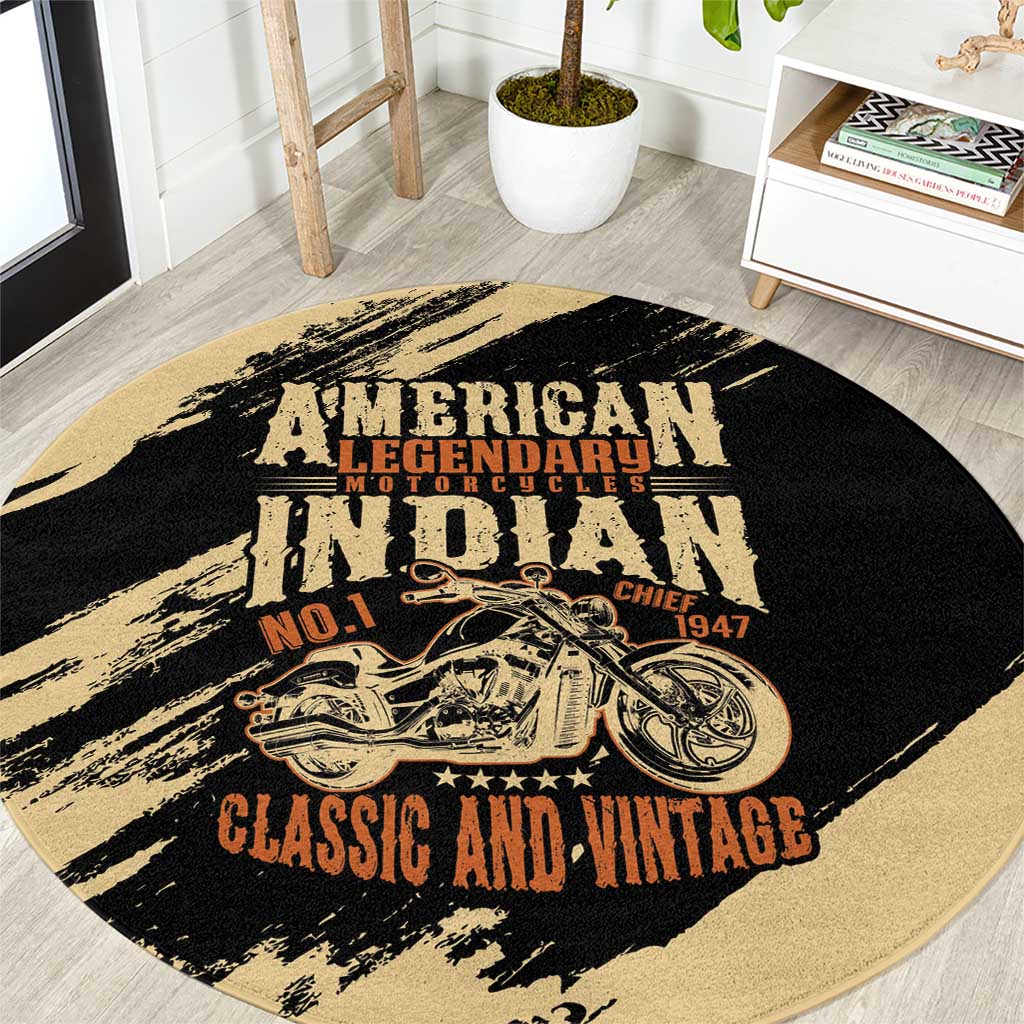 American Legendary Motorcycles Indian Chief 1947 Round Carpet Classic and Vintage - Wonder Print Shop