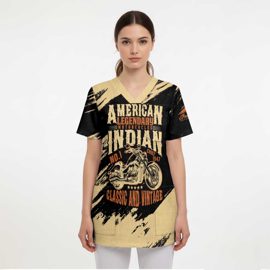 Personalized American Legendary Motorcycles Indian Chief 1947 Scrub Top Classic and Vintage - Wonder Print Shop