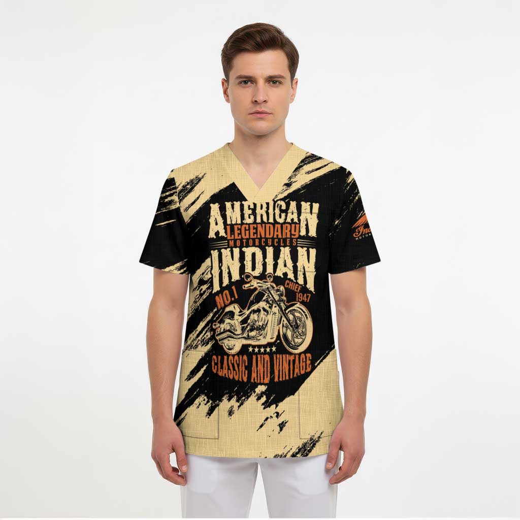 Personalized American Legendary Motorcycles Indian Chief 1947 Scrub Top Classic and Vintage - Wonder Print Shop