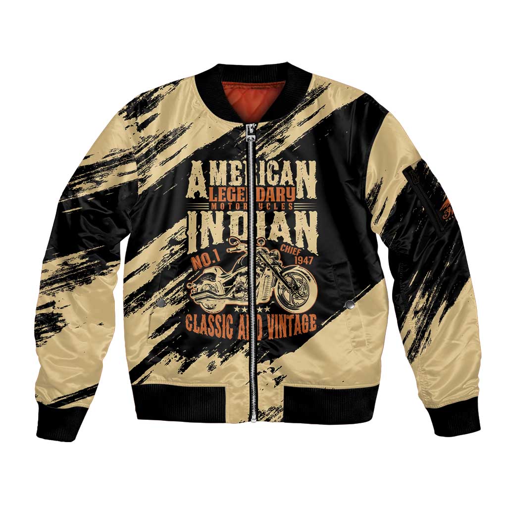 Personalized American Legendary Motorcycles Indian Chief 1947 Sleeve Zip Bomber Jacket Classic and Vintage - Wonder Print Shop