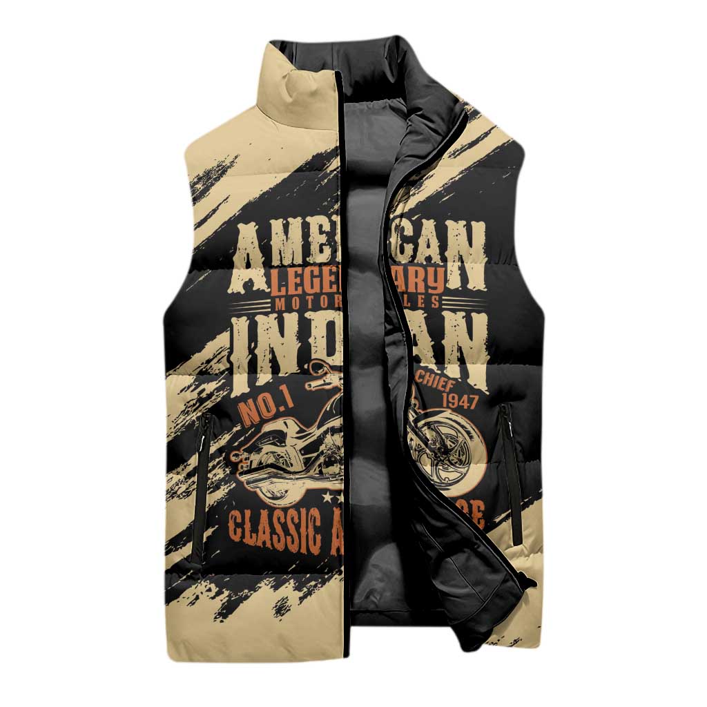 Personalized American Legendary Motorcycles Indian Chief 1947 Sleeveless Puffer Jacket Classic and Vintage - Wonder Print Shop